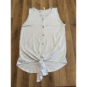Hanger 55 Tank Top Women Medium Blue Women Striped Front Tie Excellent